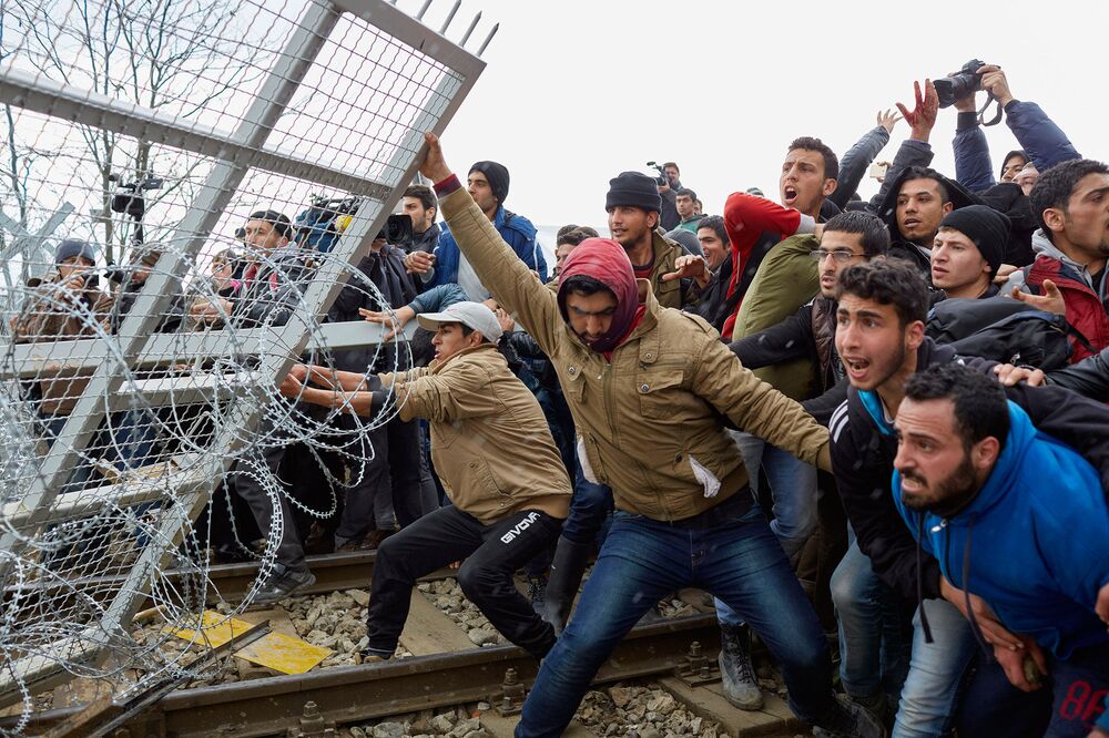 Image result for refugees at greek border
