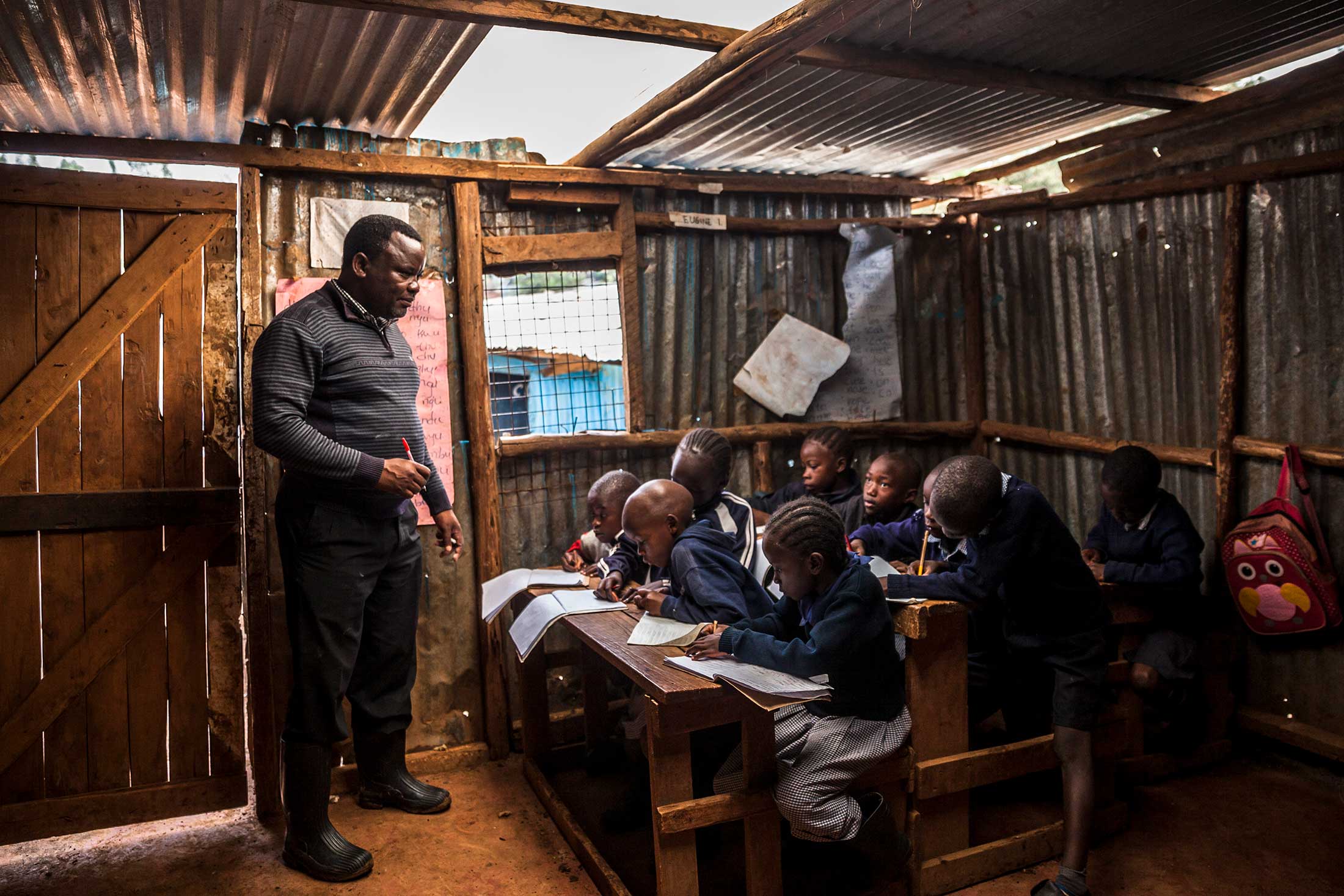 Francis&nbsp;Wanjala teaches at a school in Nairobi’s Gatina neighborhood, where many families struggle to find the cash for school fees.