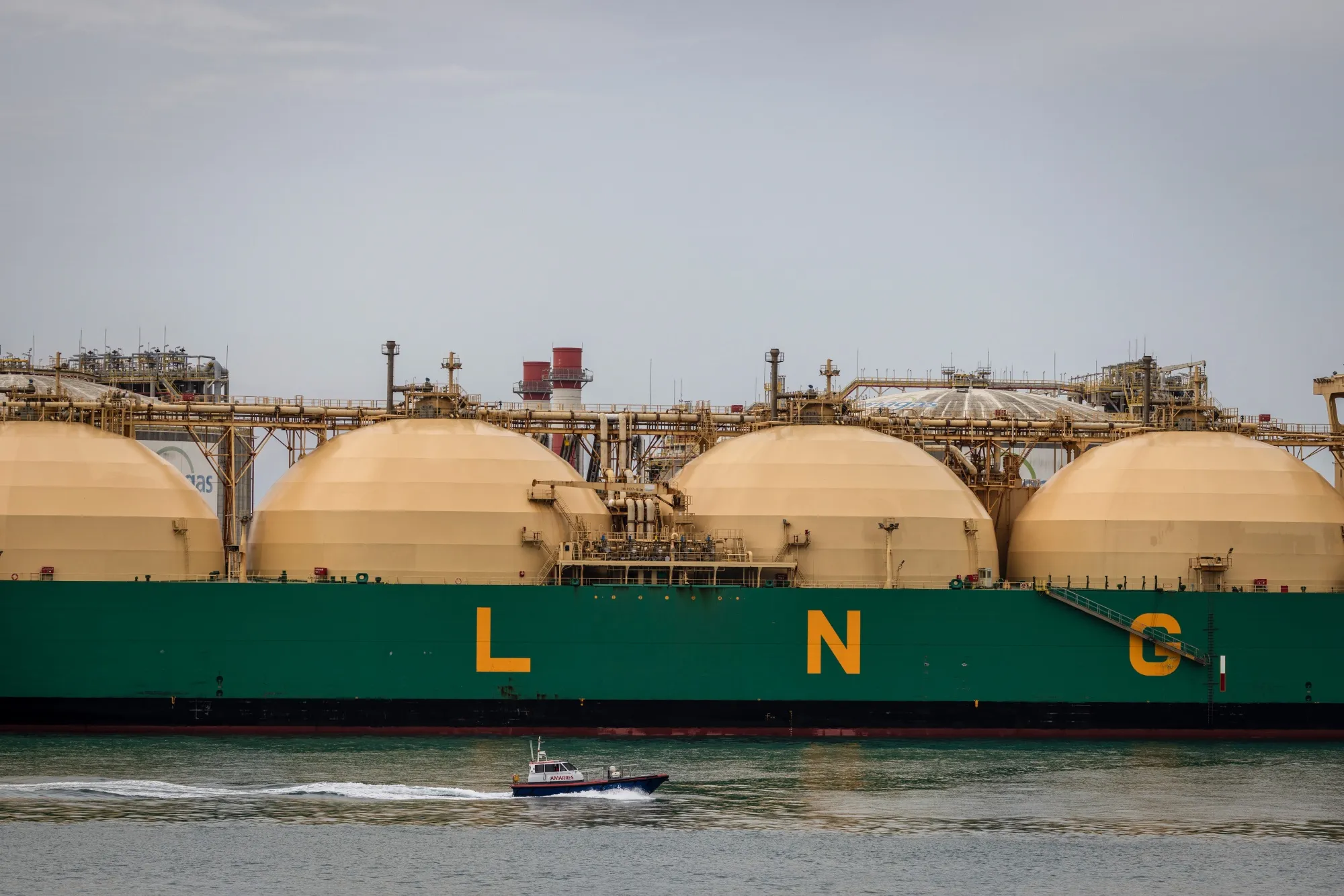 An LNG tanker at the port of Barcelona.