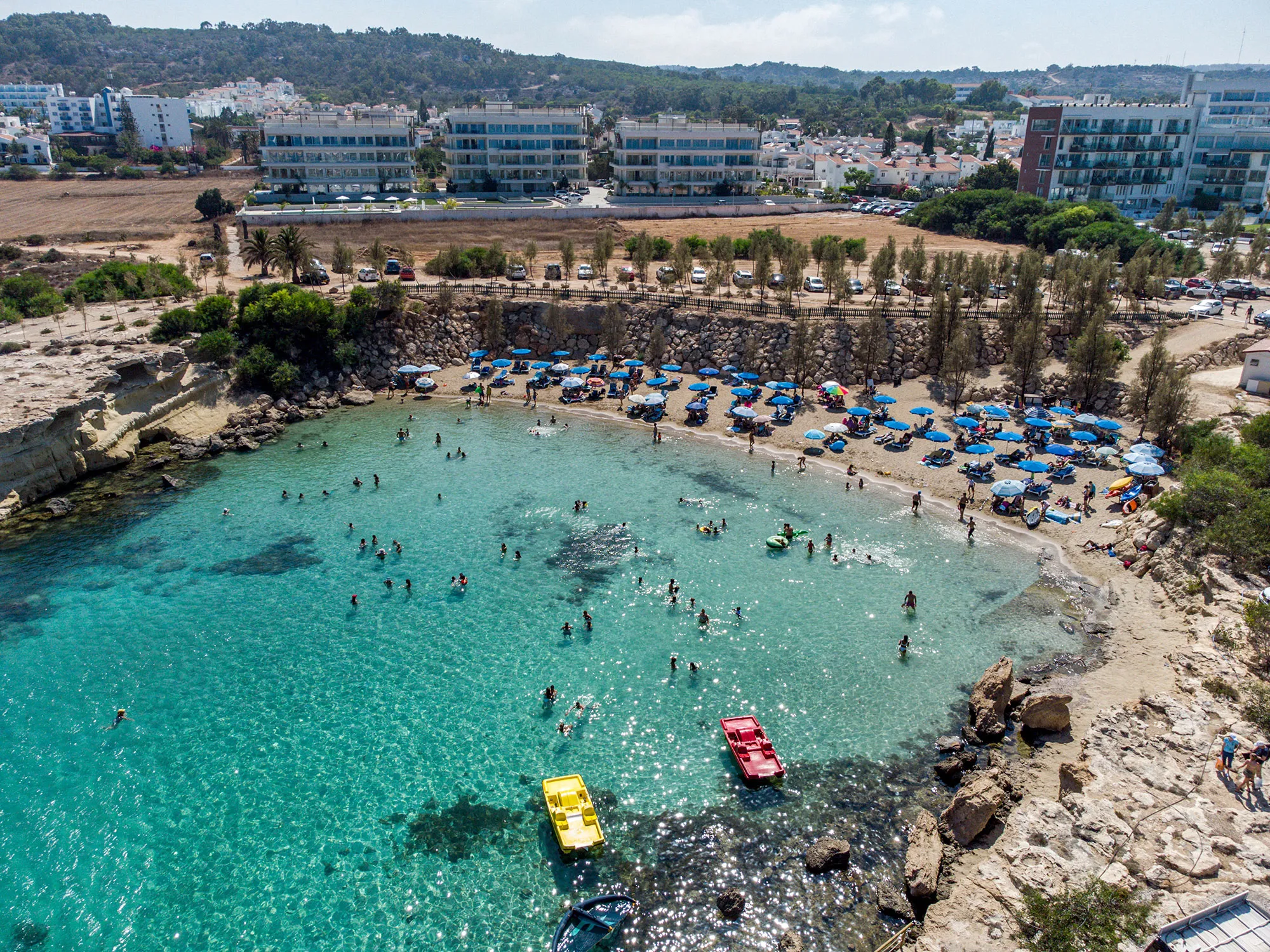 A beach in the resort town of Protaras in eastern Cyprus.&nbsp;