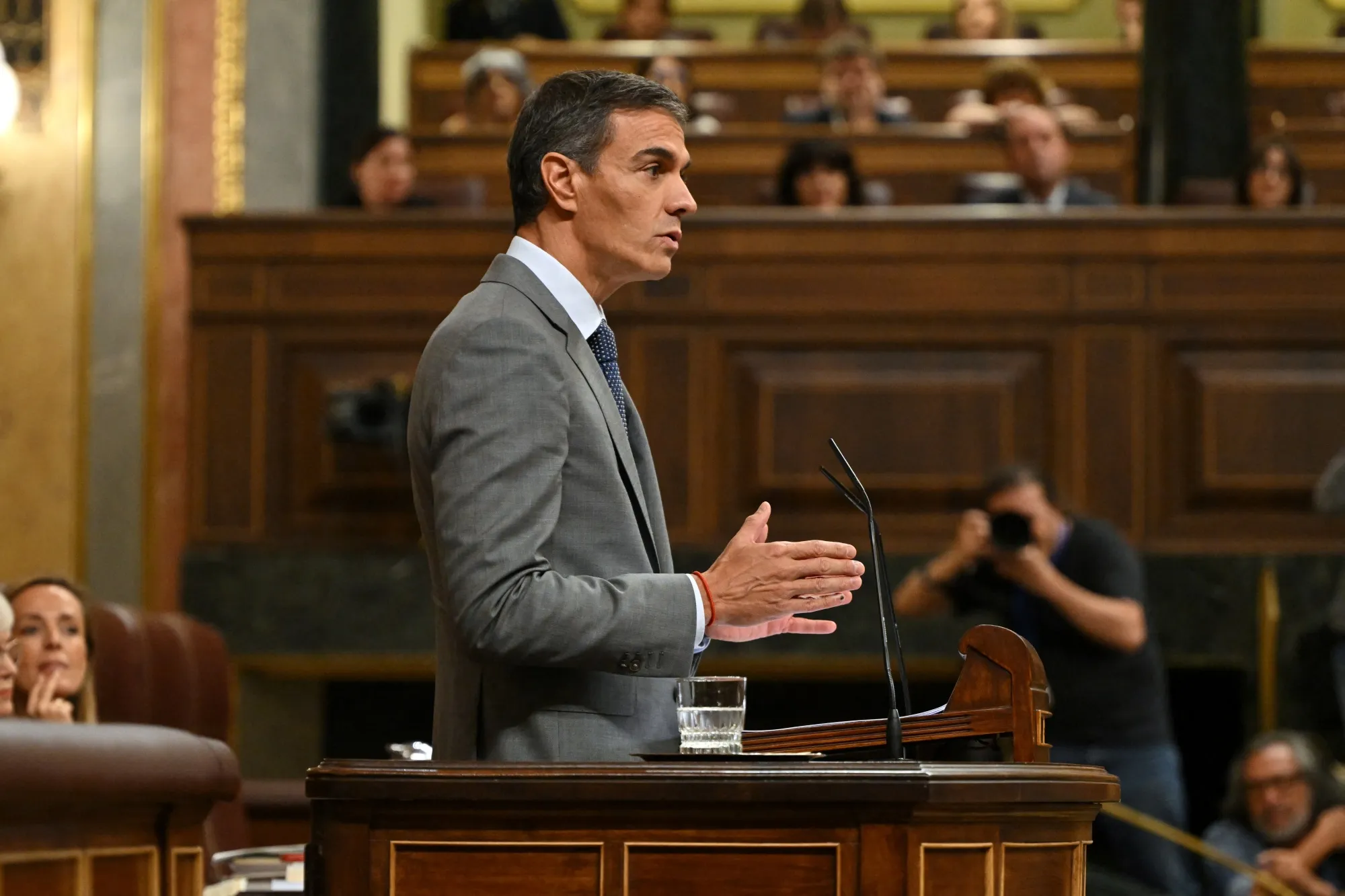 Prime Minister Pedro Sanchez during an extraordinary parliamentary session in Madrid, on Oct. 2.