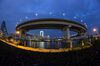 EDITORS NOTE: IMAGE WAS CREATED USING A FISH-EYE LENS. A loop bridge leading to the Rainbow Bridge stands illuminated at night in Tokyo, Japan, on Thursday, June 29, 2017. The Bank of Japan (BOJ) will release the outcome of its Tankan quarterly business survey Monday, July 3.