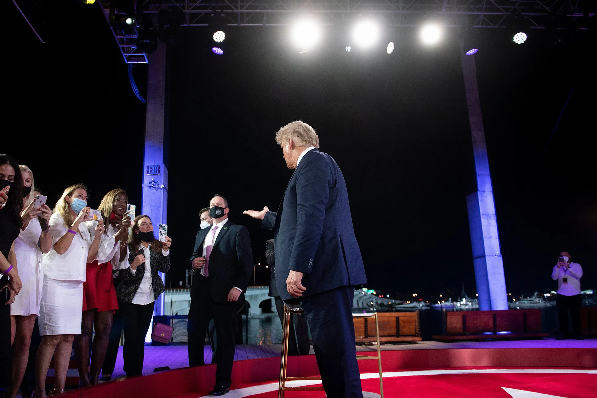 Donald Trump speaks with audience members after participating in an NBC News town hall event&nbsp;in Miami on Oct.&nbsp;15.