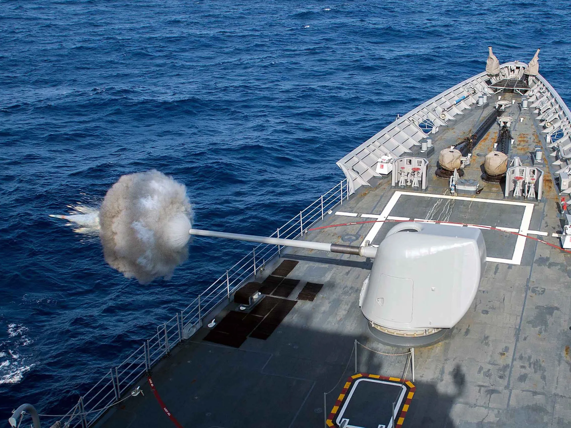 An Mk-45 5-inch naval gun.