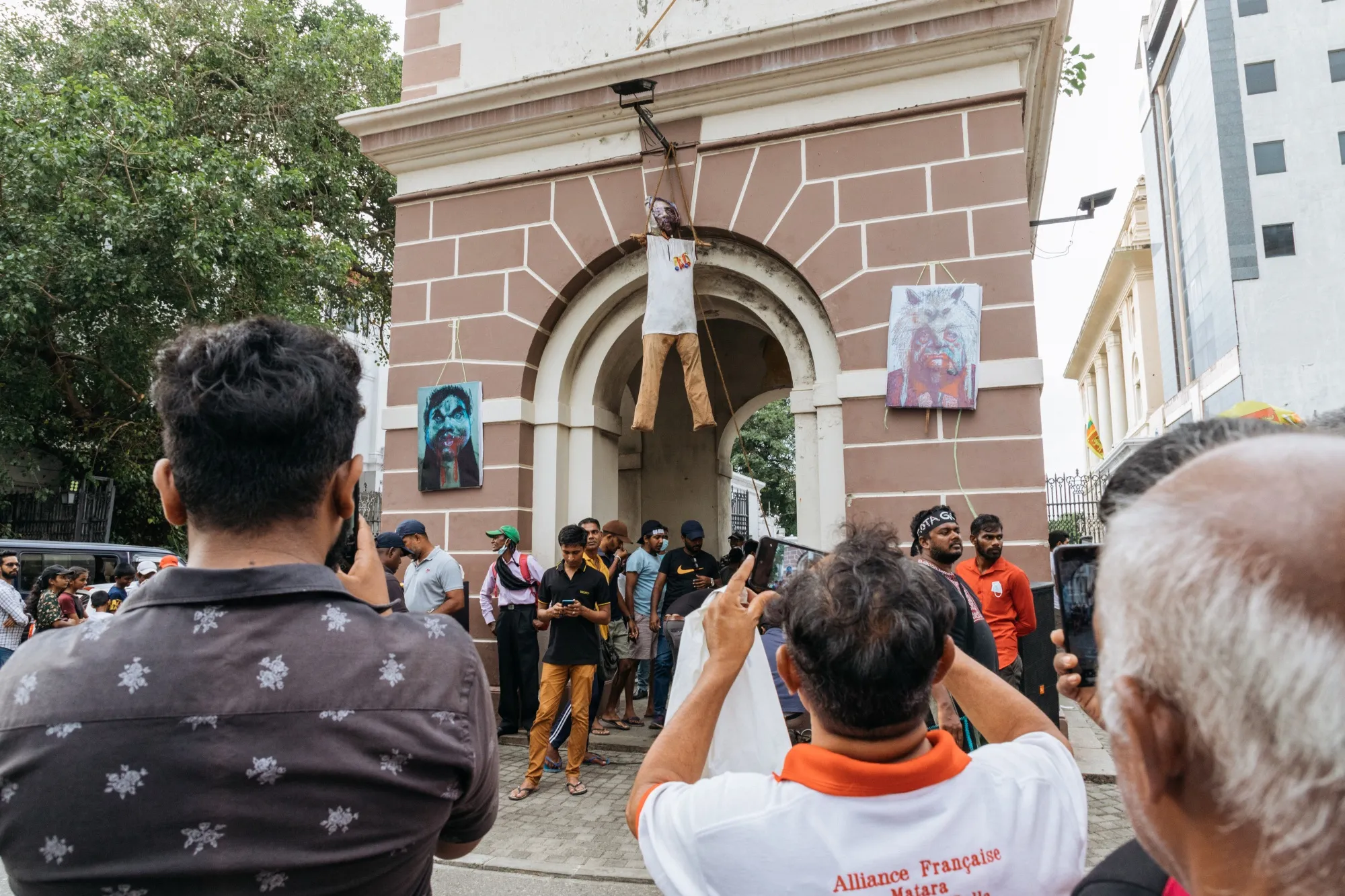 Protesters on President's Palace Road, in Colombo, on July 10.