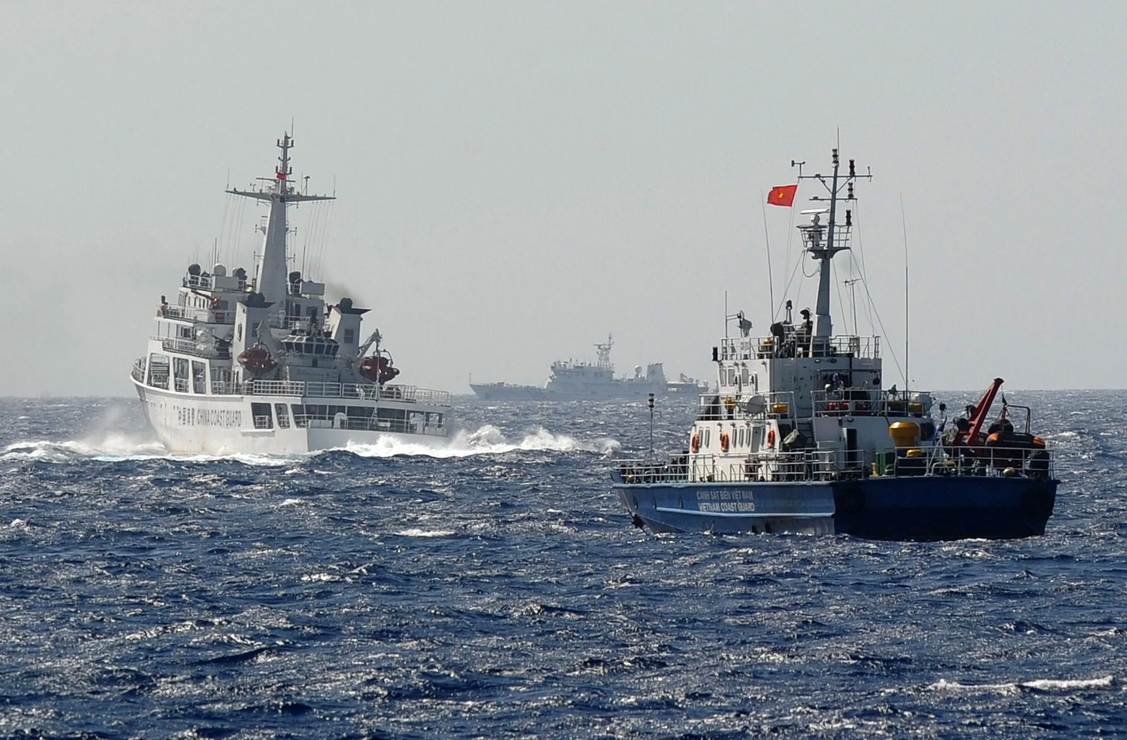 A Chinese coast guard vessel near the area of China's oil drilling rig in disputed waters in the South China Sea.
