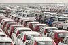 Vehicles stand at a port in Shanghai, China, on Monday, April 30, 2018. China won't succumb to "threats" from the U.S., a senior government official said, hours before talks are set to begin Thursday with a delegation of the Trump administration's top trade policy officials.