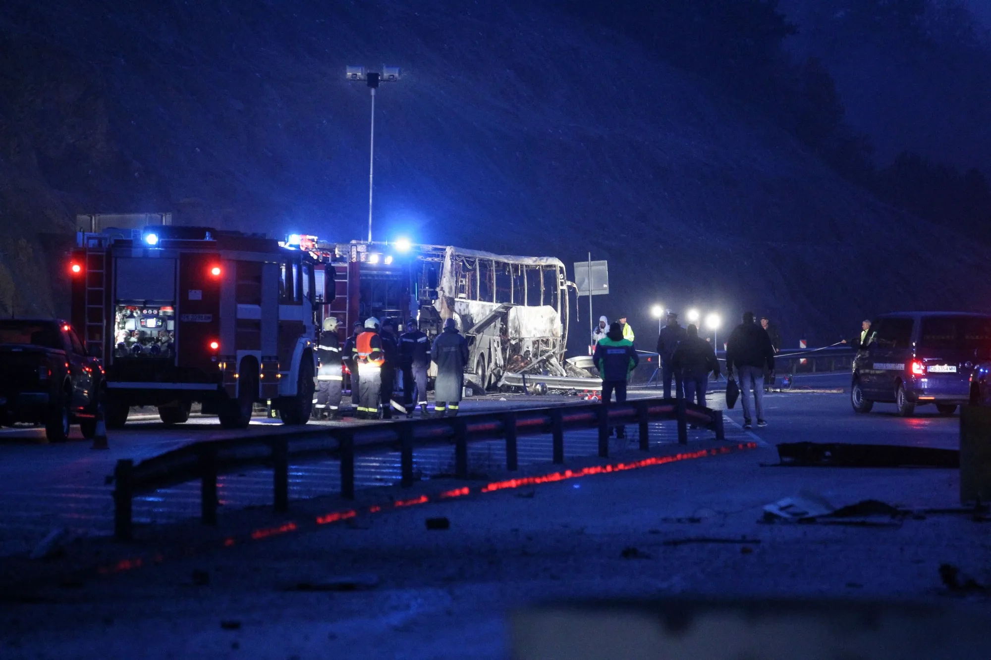 The site of a bus accident, in which at least 45 people were killed, in Bulgaria&nbsp;on Nov. 23.