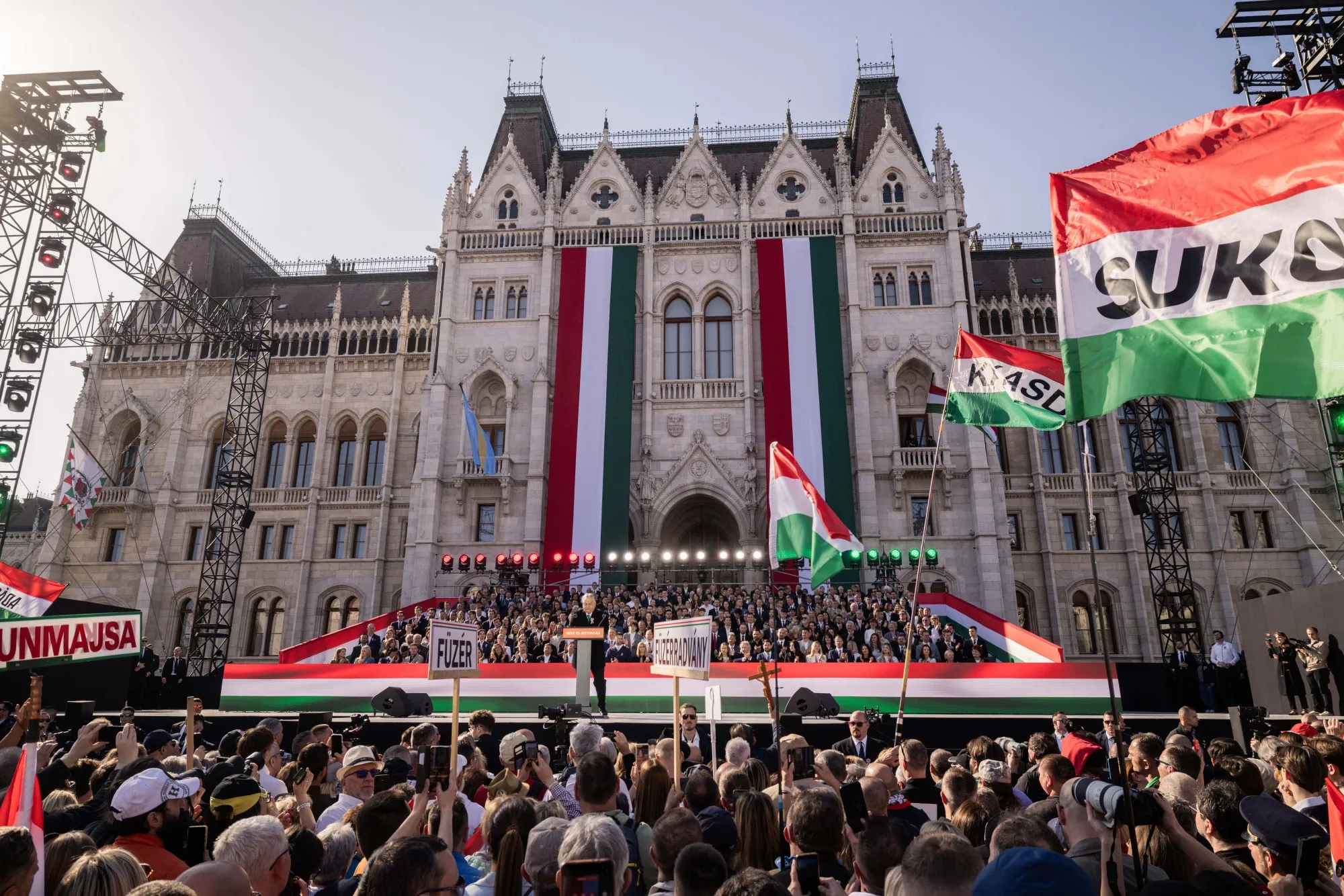 Viktor Orban, Hungary's prime minister, speaks during a rally in Budapest on March 15.