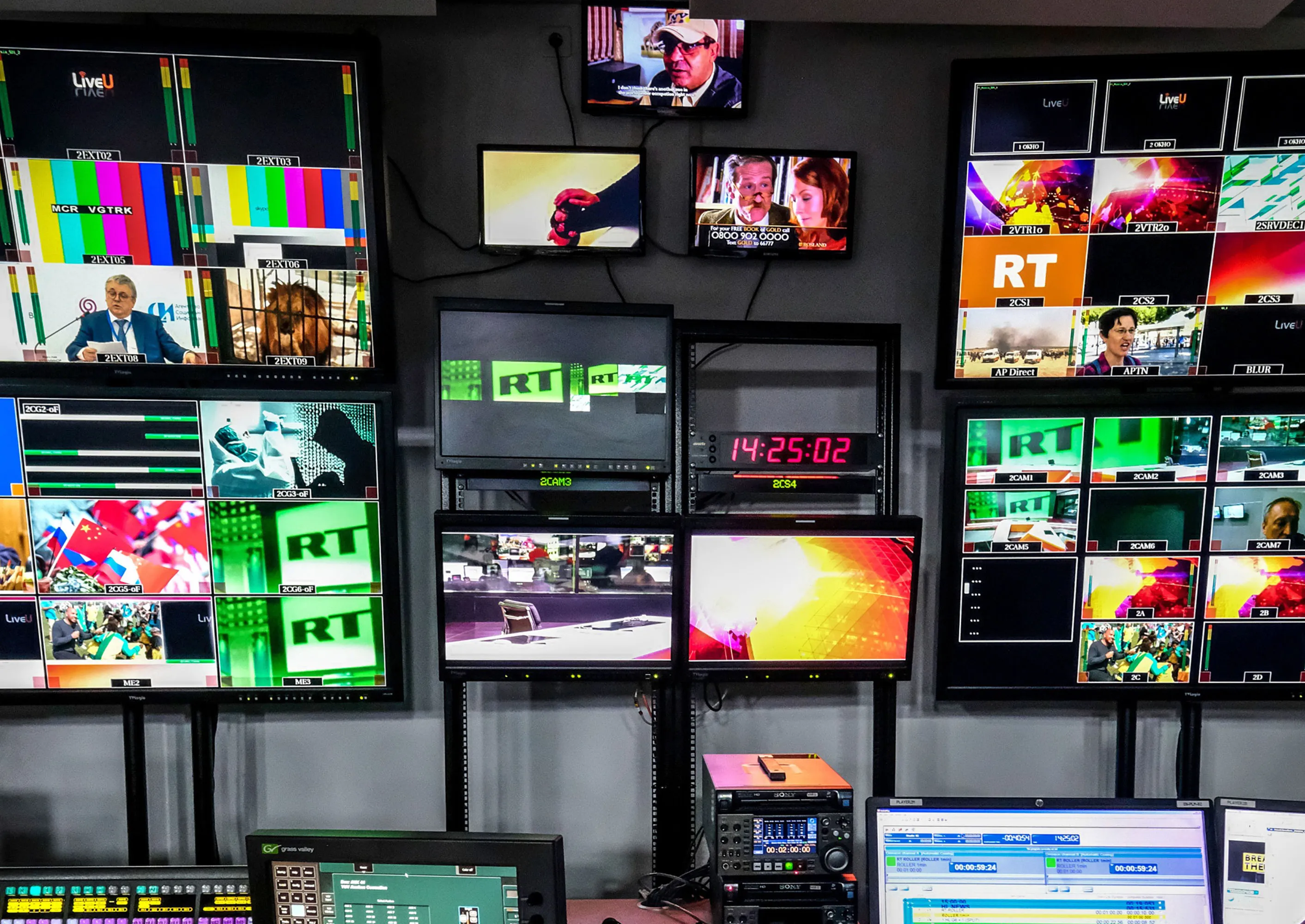 Russia Today (RT) TV control room in Moscow.&nbsp;