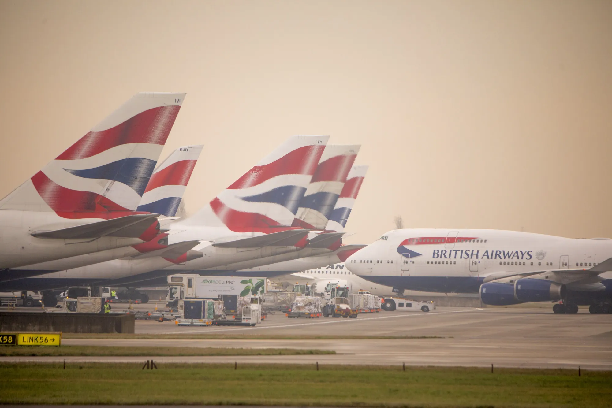 A British Airways plane taxis&nbsp;at London Heathrow Airport.
