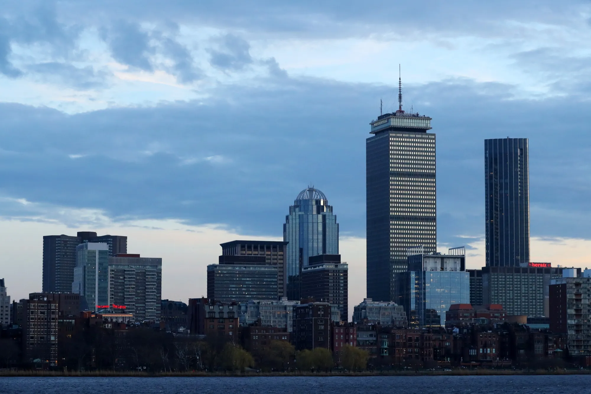 The Prudential Center and the Boston City skyline.