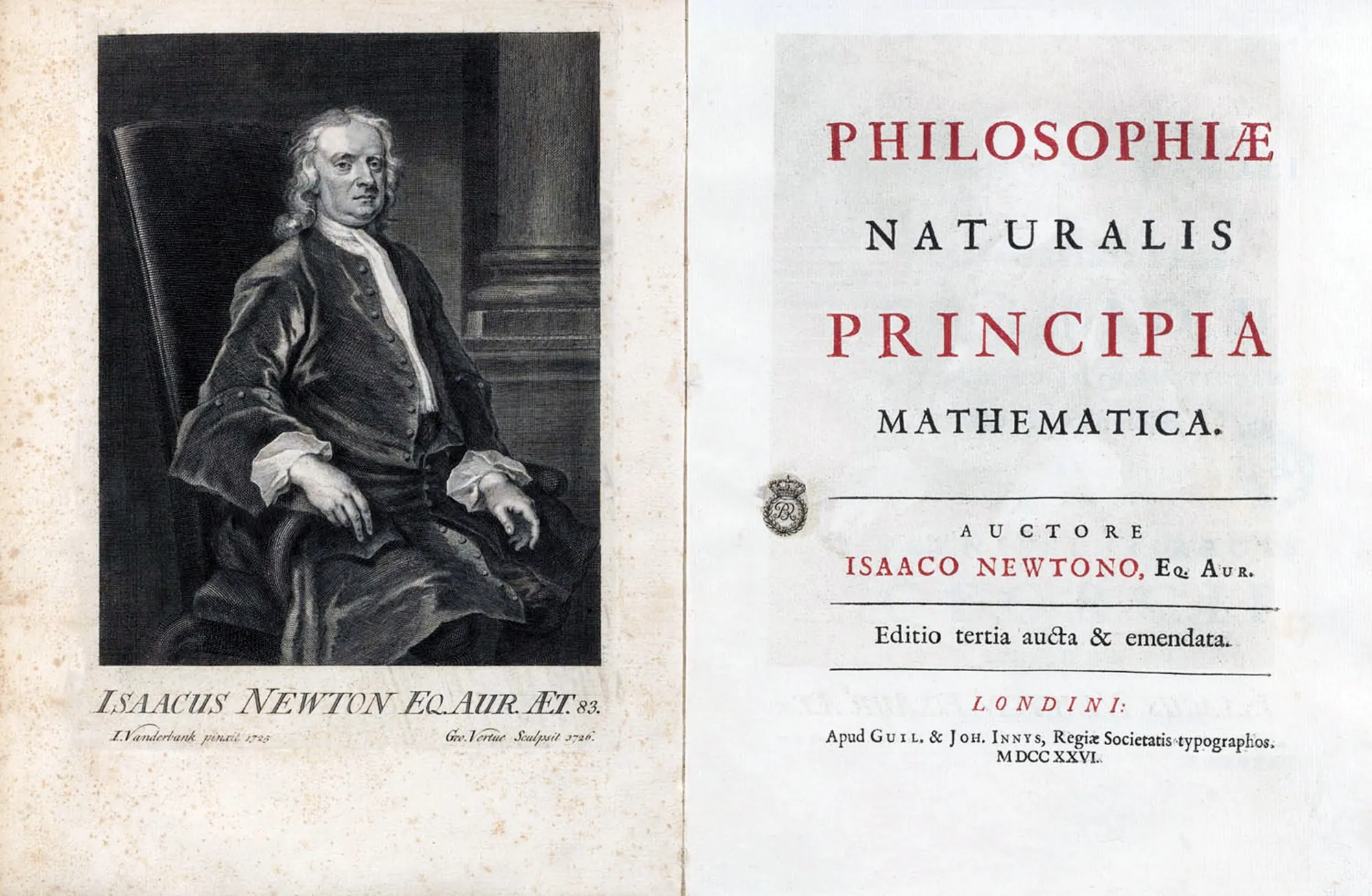 England / UK: Title page of Sir Isaac Newton's Philosophi¾ Naturalis Principia Mathematica or 'Mathematical Principles of Natural Philosophy', 3rd edition, London, 1726
