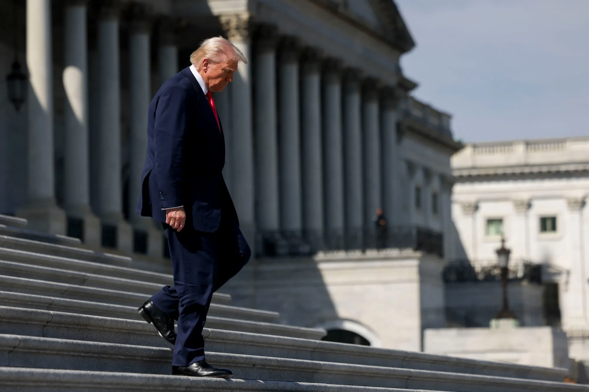 Donald Trump departs the Capitol on March 12.