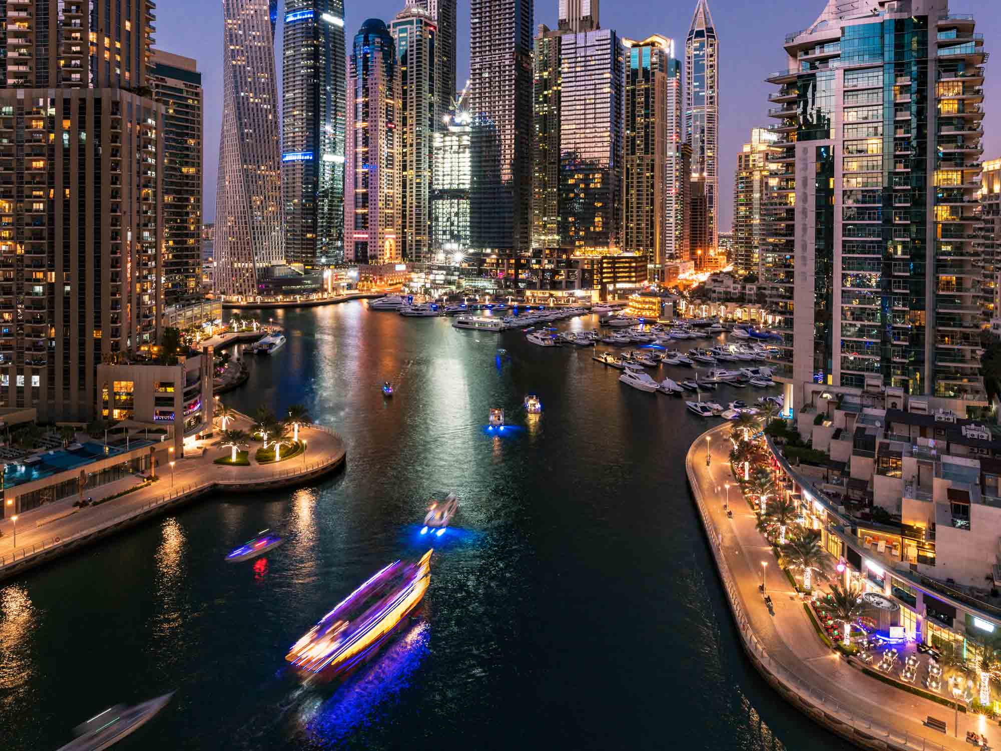 Dubai Marina Urban Skyline at sunrise