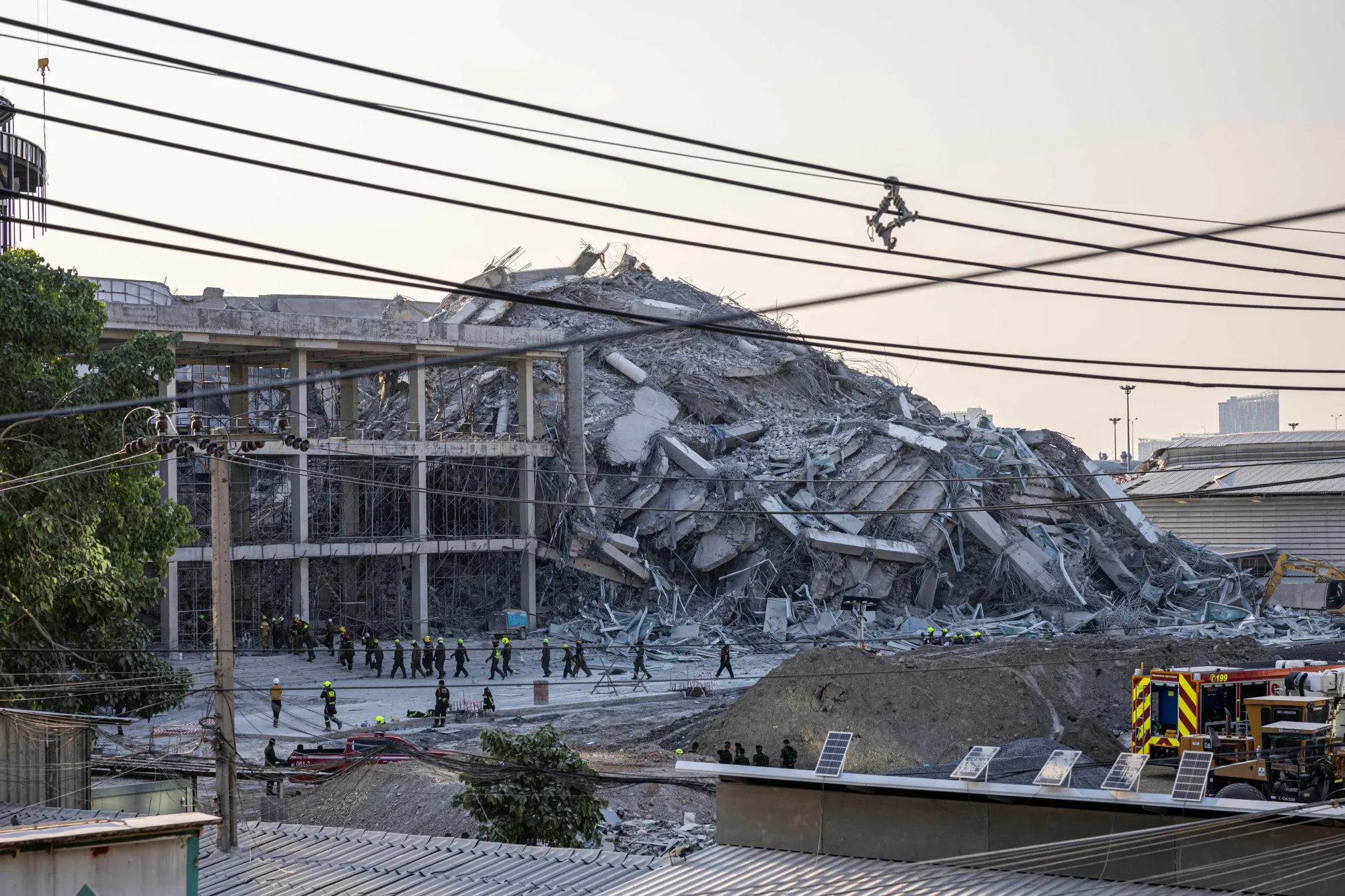 The collapsed building in Bangkok following a quake that struck neighboring Myanmar on March 28.