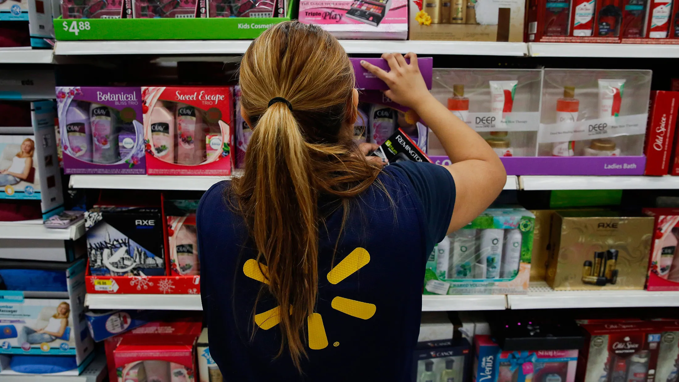 An employee at a Wal-Mart Stores Inc. in Los Angeles.

