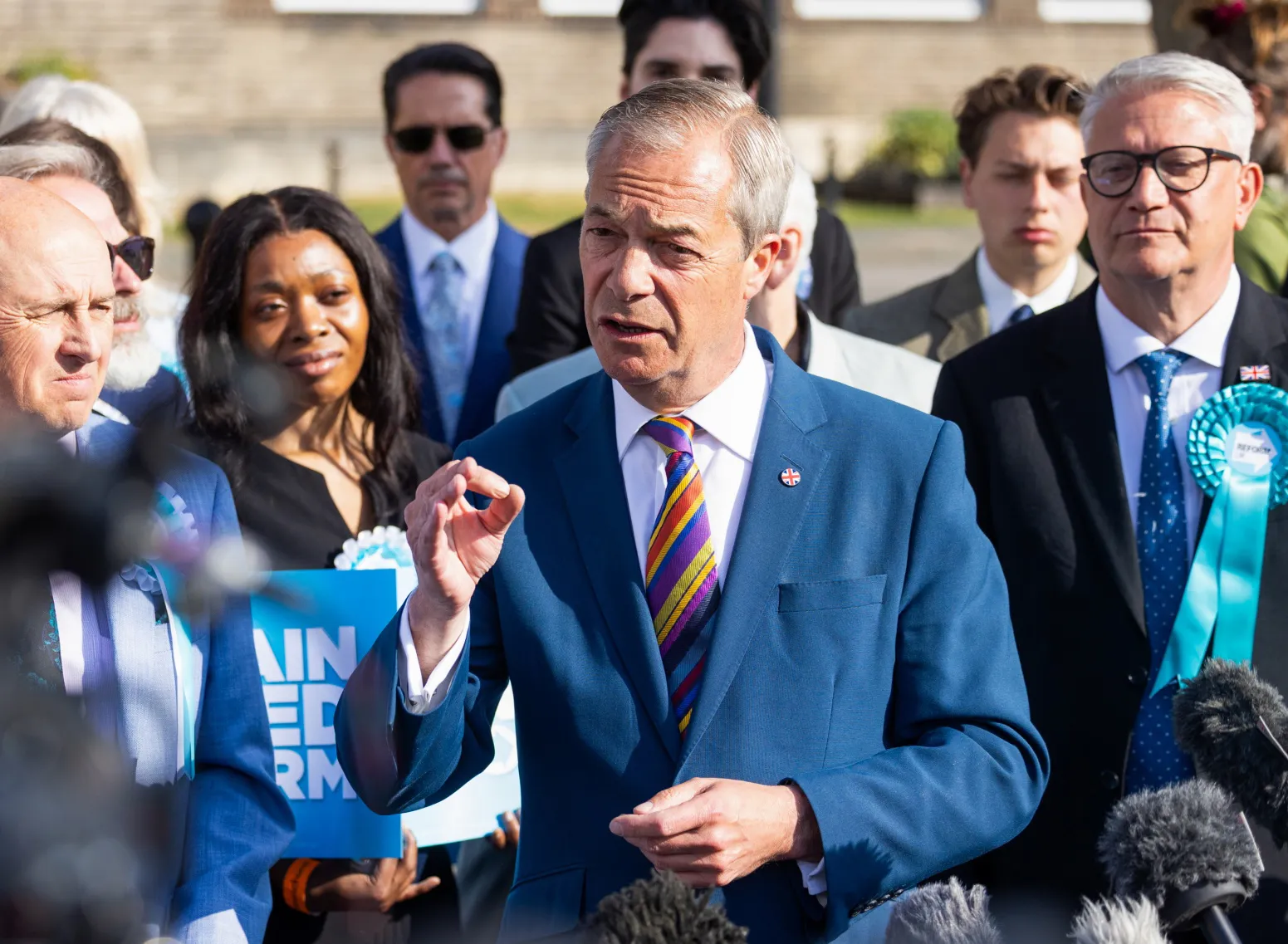 Nigel Farage outside Havering Town Hall in Romford, UK, on May 8.