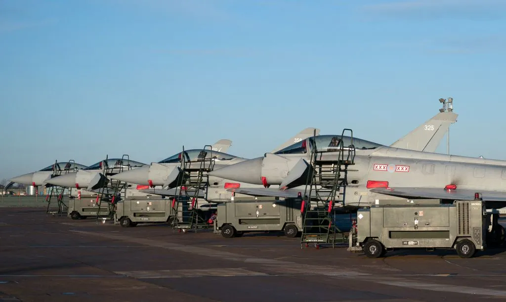 Typhoon fighter jets, near Lincoln, UK.