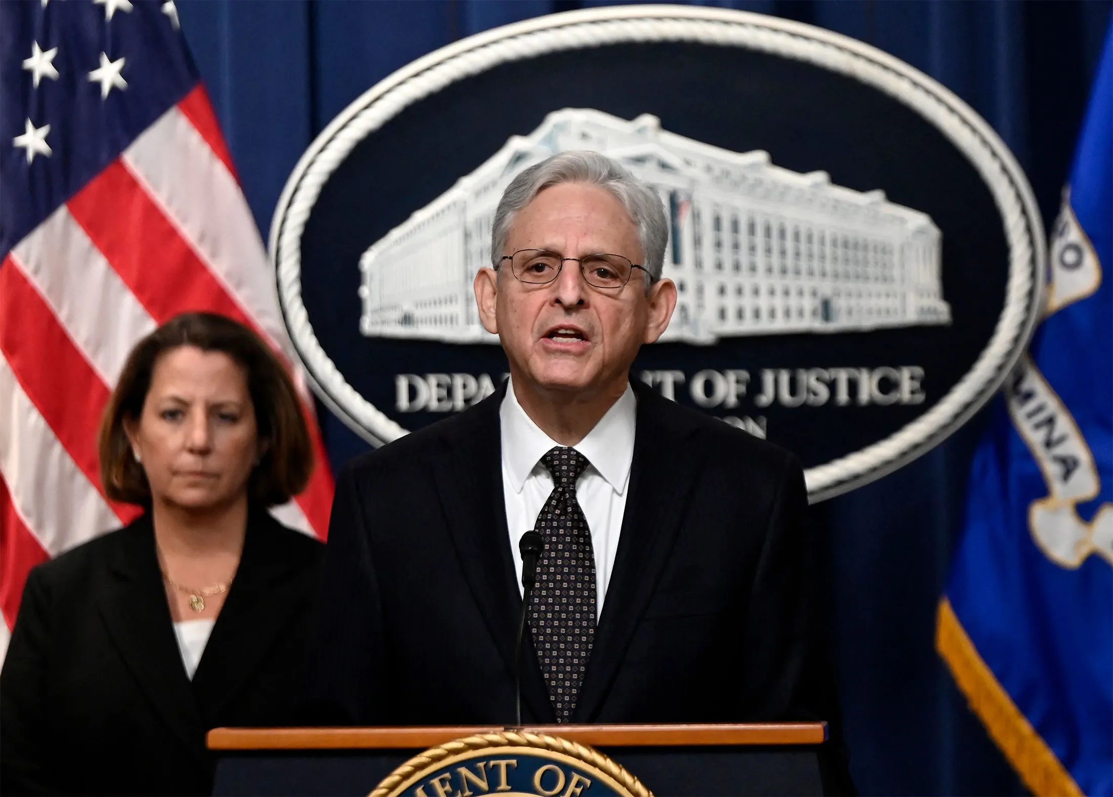 Attorney General Merrick Garland speaks during&nbsp;a press conference in Washington, DC, on Jan. 27.