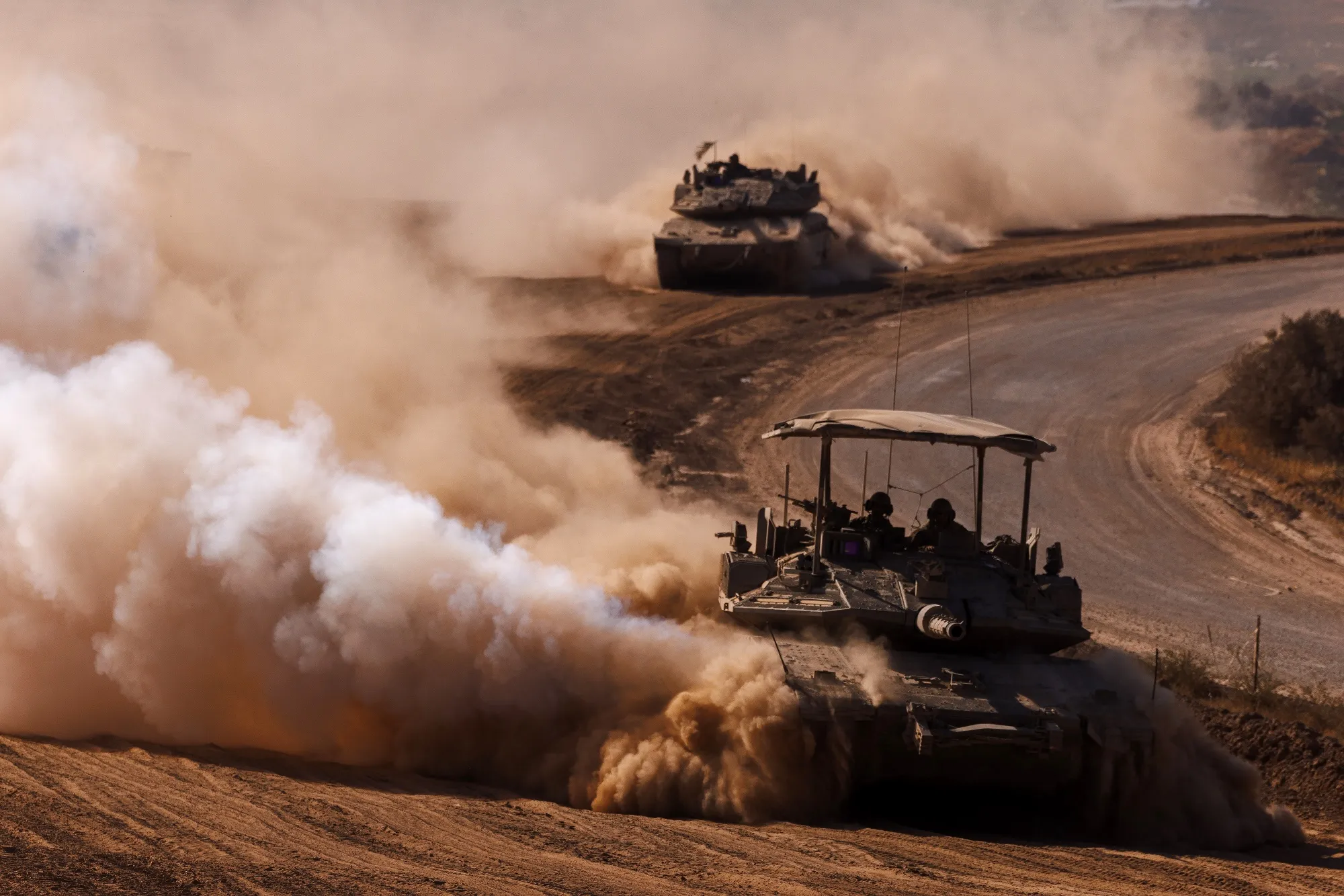 Israeli tanks near the Gaza border on April 17.