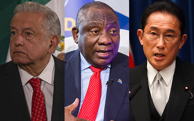 Andres Manuel Lopez Obrador, Cyril Ramaphosa, and Fumio Kishida