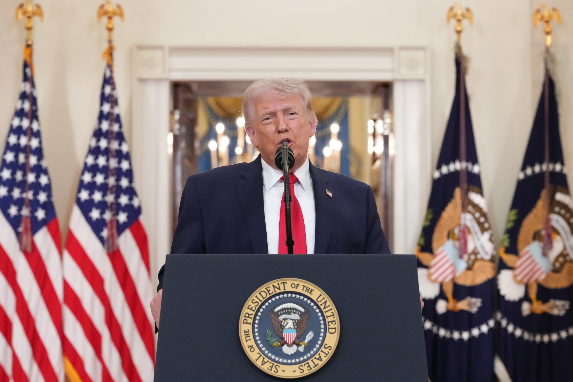 Donald Trump during a prime-time address to the nation on April 1.