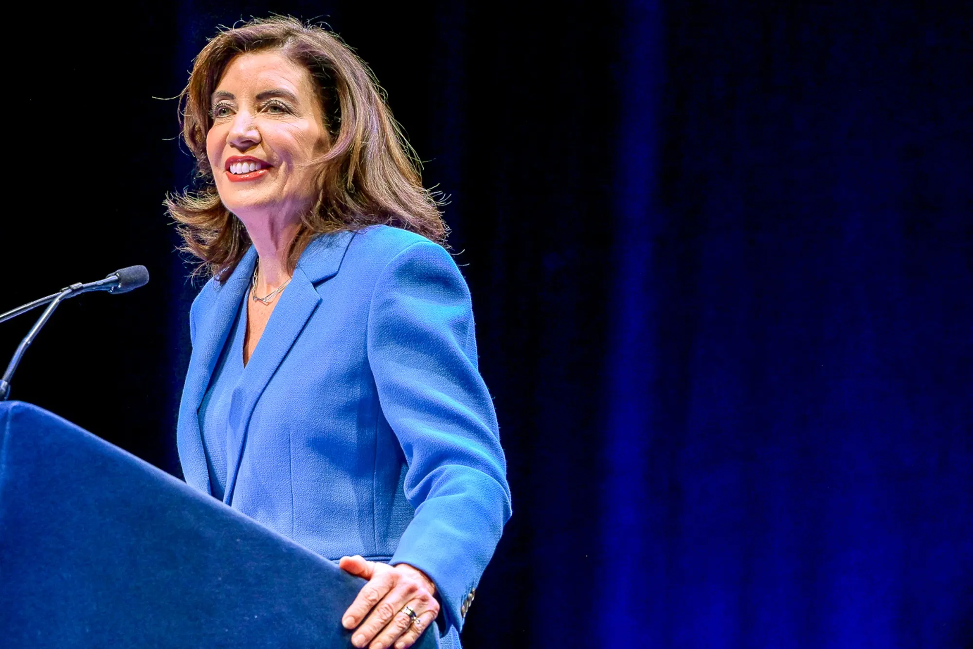 Kathy Hochul during a State of the State address in Albany, New York, on Jan. 13, 2026.