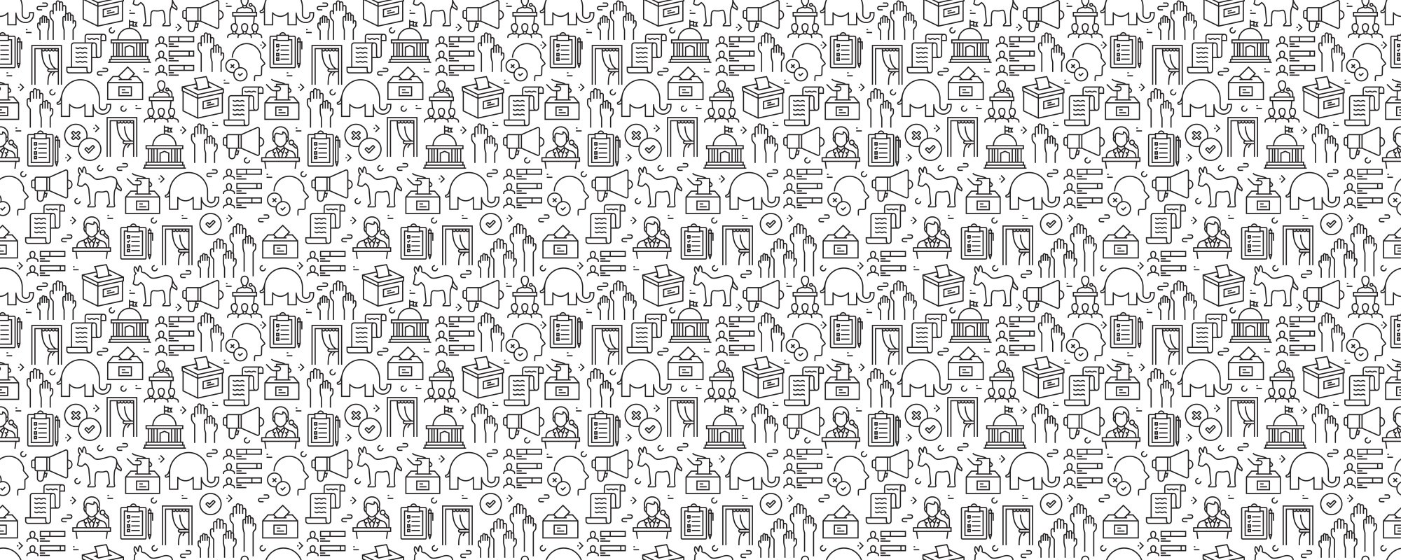 Election Related Seamless Pattern and Background with Line Icons
