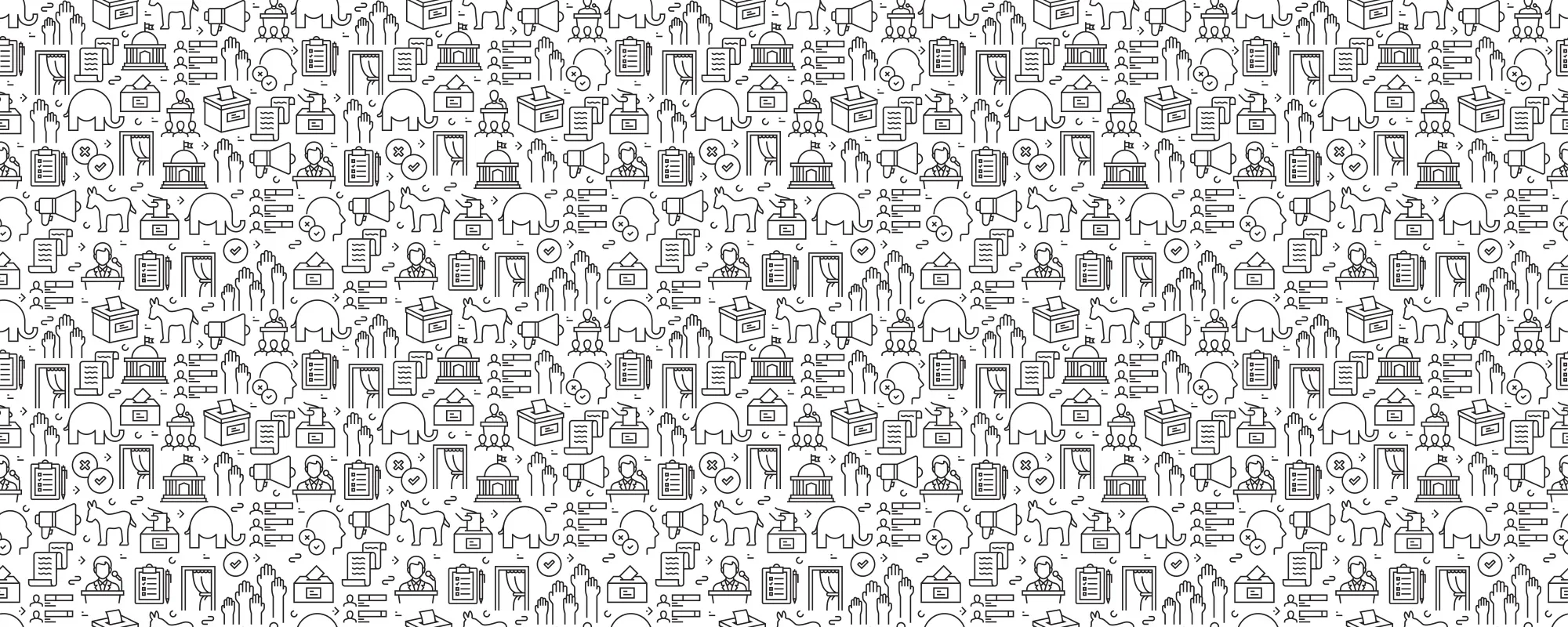 Election Related Seamless Pattern and Background with Line Icons
