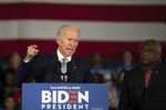 Former Vice President Joe Biden speaks during a primary-night rally in Columbia, South Carolina on Feb. 29, 2020.