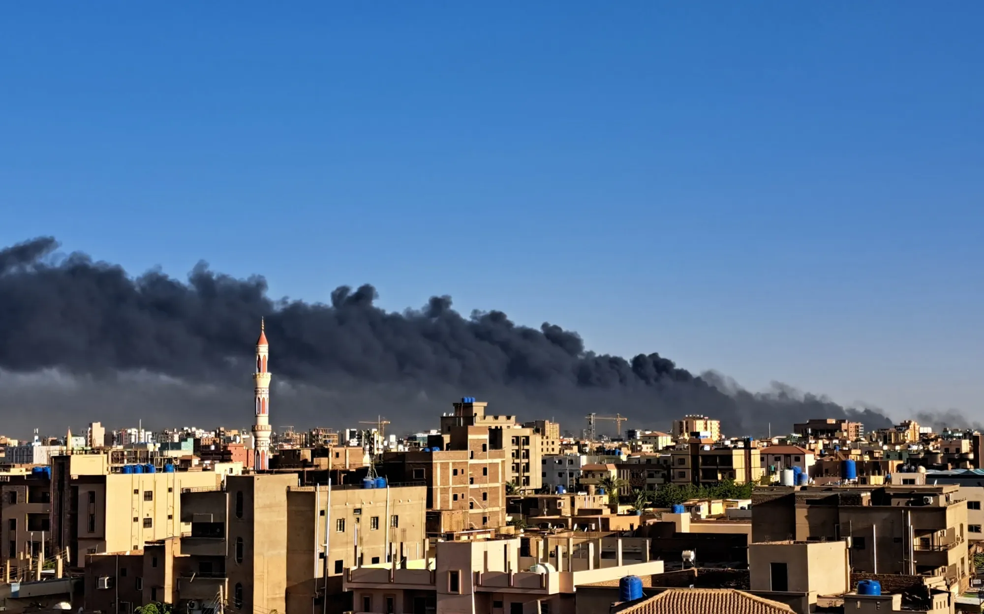 Clashes between the Sudanese Armed Forces and the Rapid Support Forces in Khartoum, Sudan, on April 19, 2023.