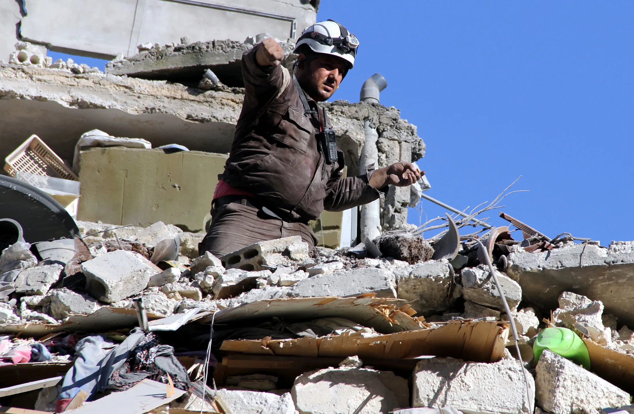 Wreckage following a reported Russian airstrike in Aleppo, Syria, on Feb. 4, 2016.

