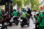 Grab riders and taxi drivers in Ho Chi Minh City, Vietnam.