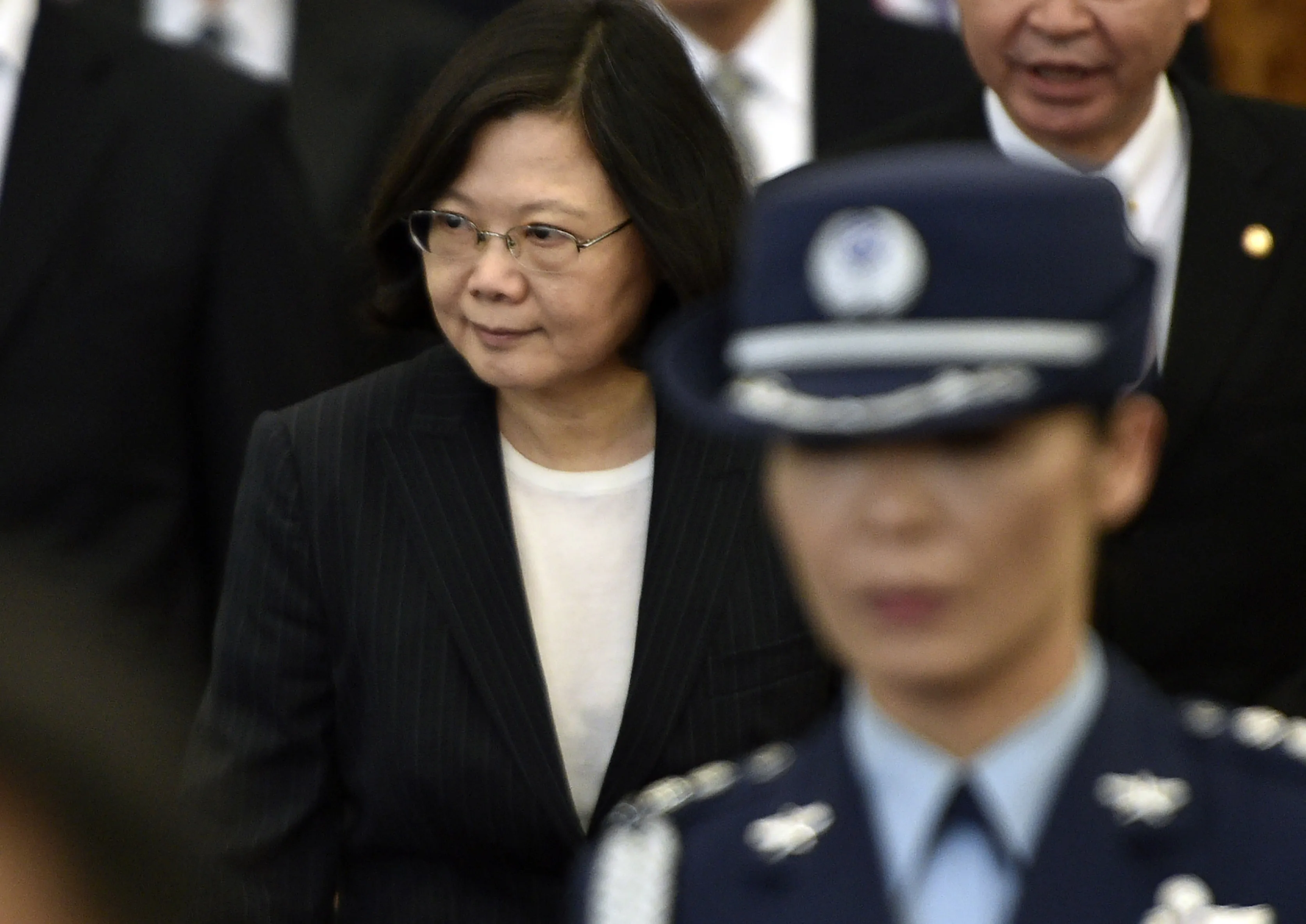 Taiwan President Tsai Ing-wen at Taoyuan airport on Jan. 7.
