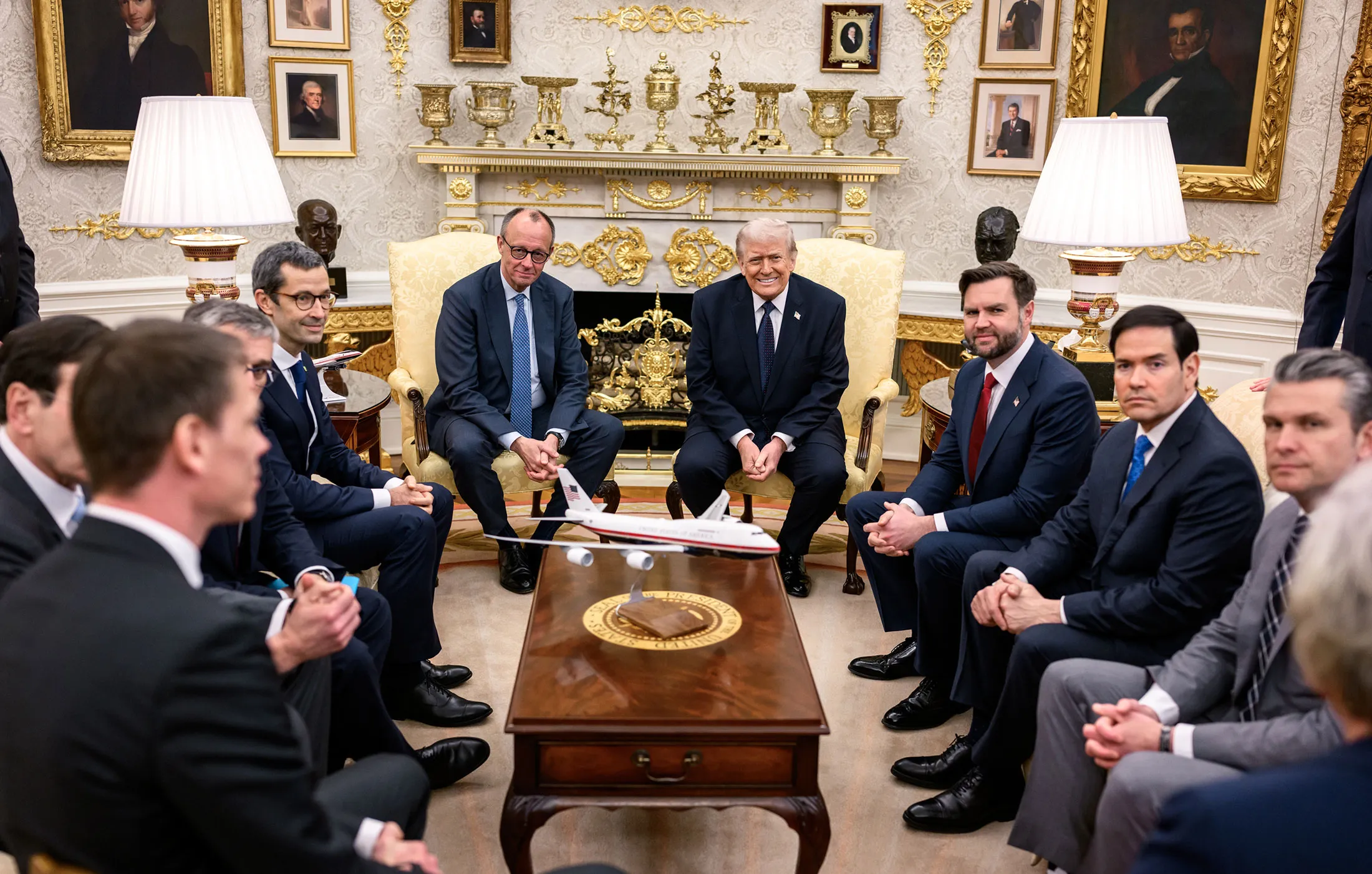 Trump hosting a bilateral meeting with German Chancellor Friedrich Merz in the Oval Office on March 3.