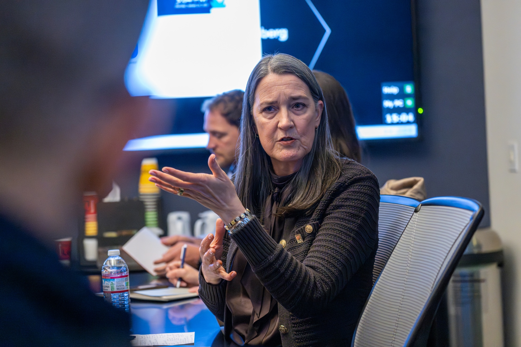 Patti Poppe, chief executive officer of PG&amp;E Corp., during an interview in San Francisco, California, US, on Thursday, Jan. 29, 2026. Data center power demand will help fund PG&amp;E Corp.'s infrastructure upgrades through higher sales, Poppe said during an interview on Bloomberg TV. Photographer: David Paul Morris/Bloomberg