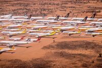 A fleet of aircraft parked in the desert at the Asia Pacific Aircraft Storage Facility in Alice Springs, Australia, has become an evocative symbol of the pandemic’s impact on the global aviation industry.