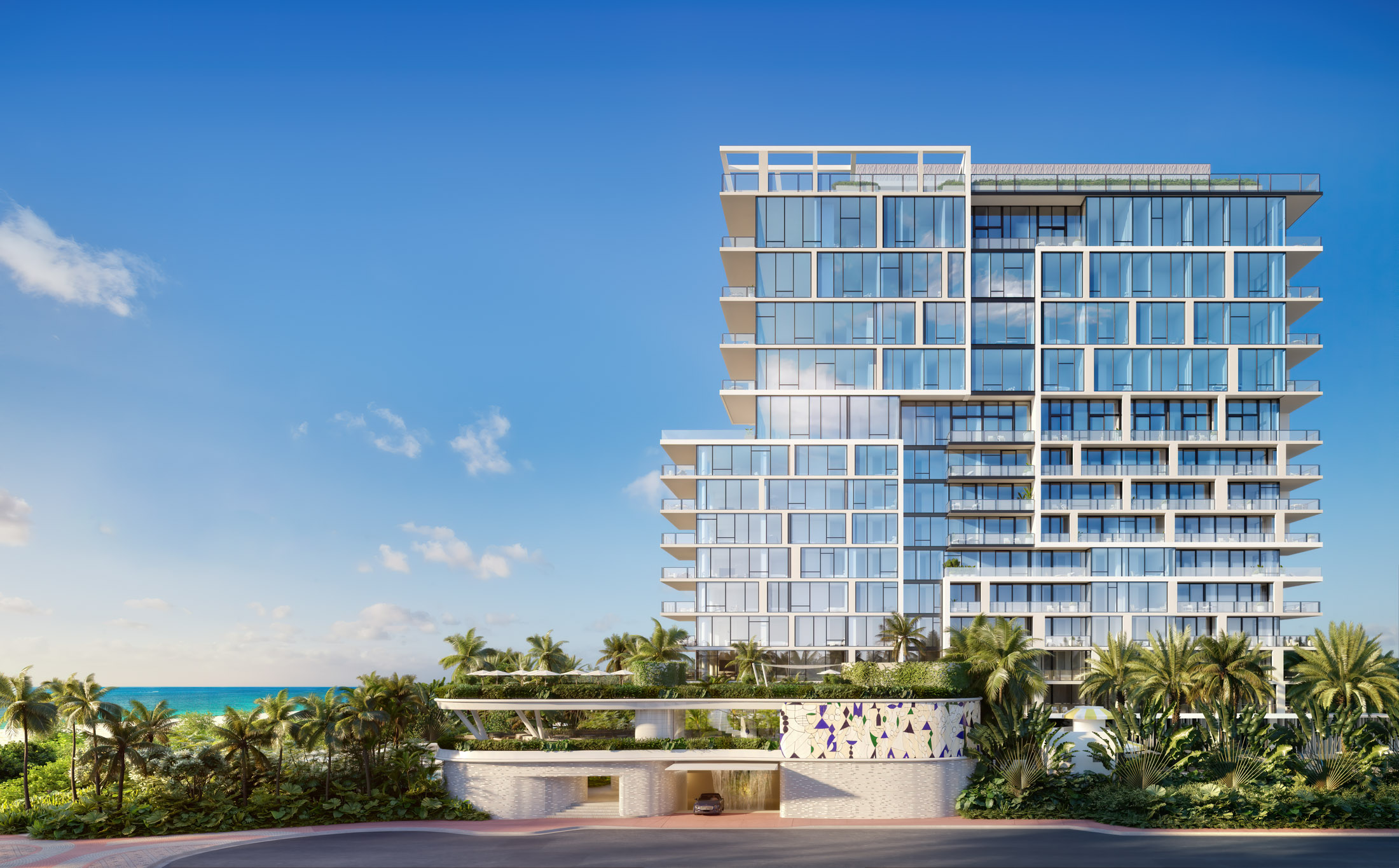 The forthcoming residential tower and beach club at the Raleigh.