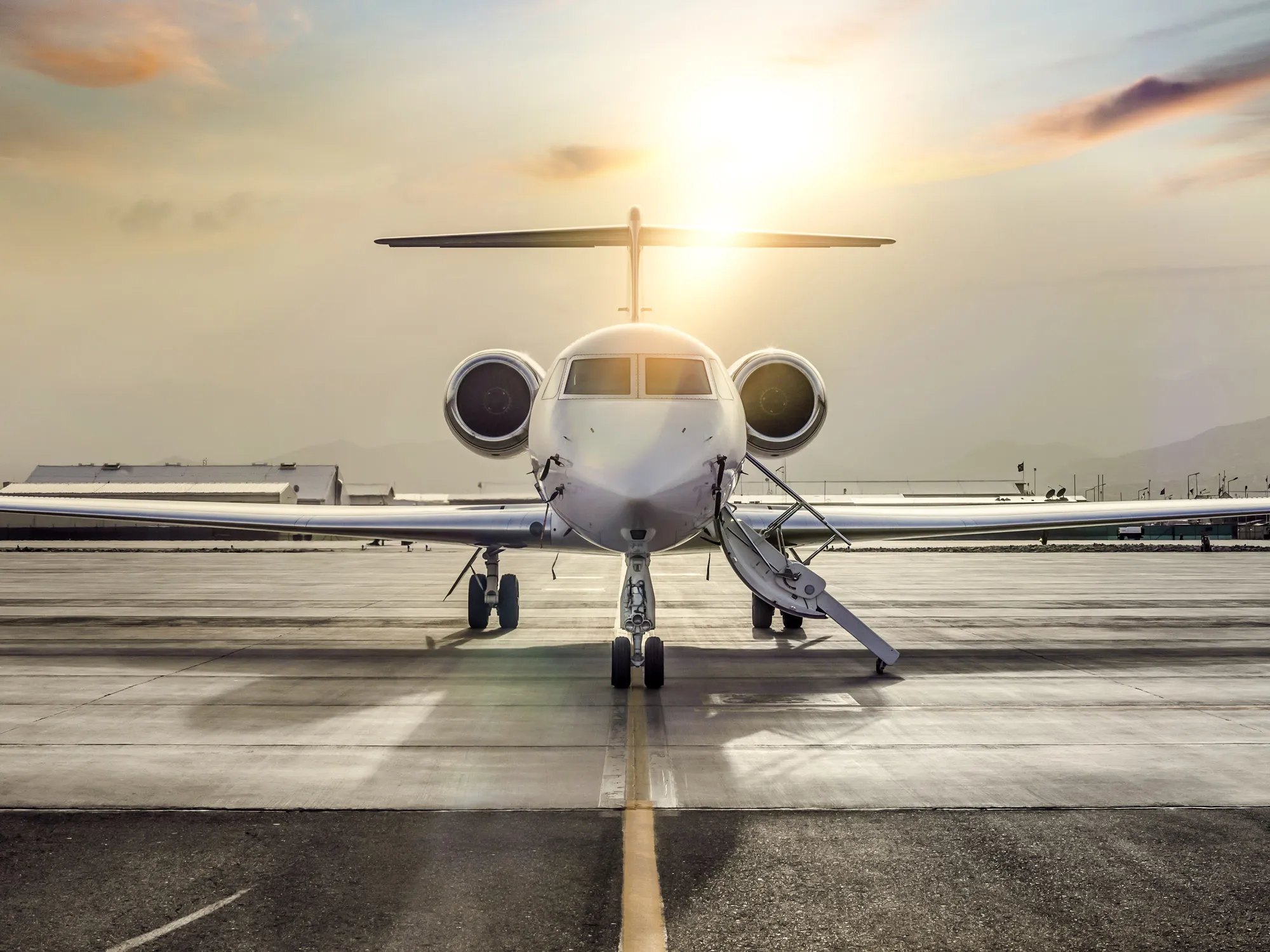 Private Jet On Airport Runway