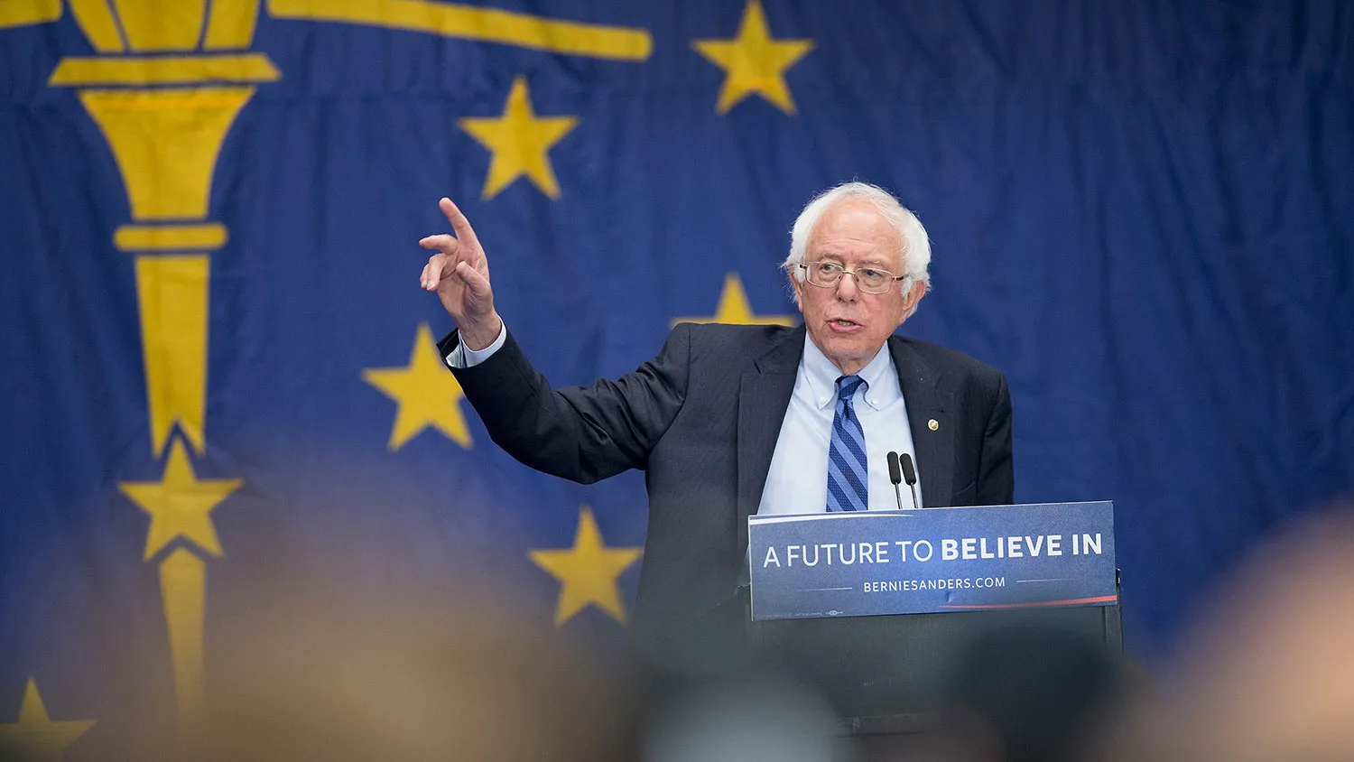 Democratic presidential candidate Bernie Sanders speaks on May 2, 2016, in Fort Wayne, Indiana.
