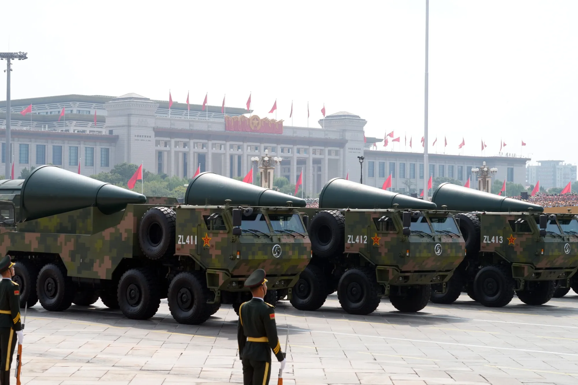Chinese nuclear warheads during a military parade in Beijing in 2025.