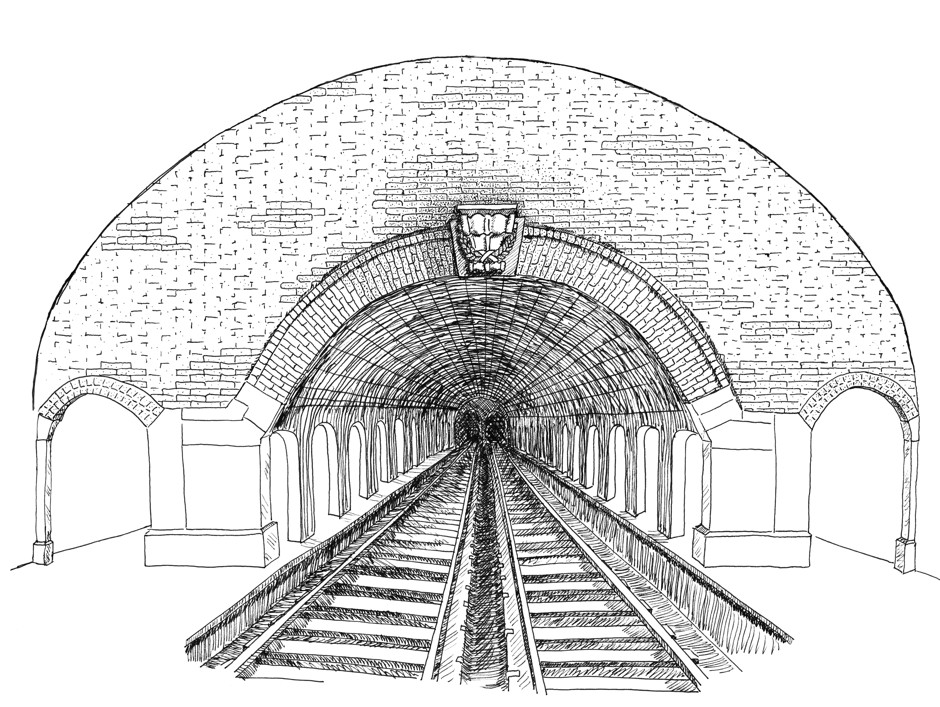 Philip Ashforth Coppola's drawing of the subway station at 181st St. 