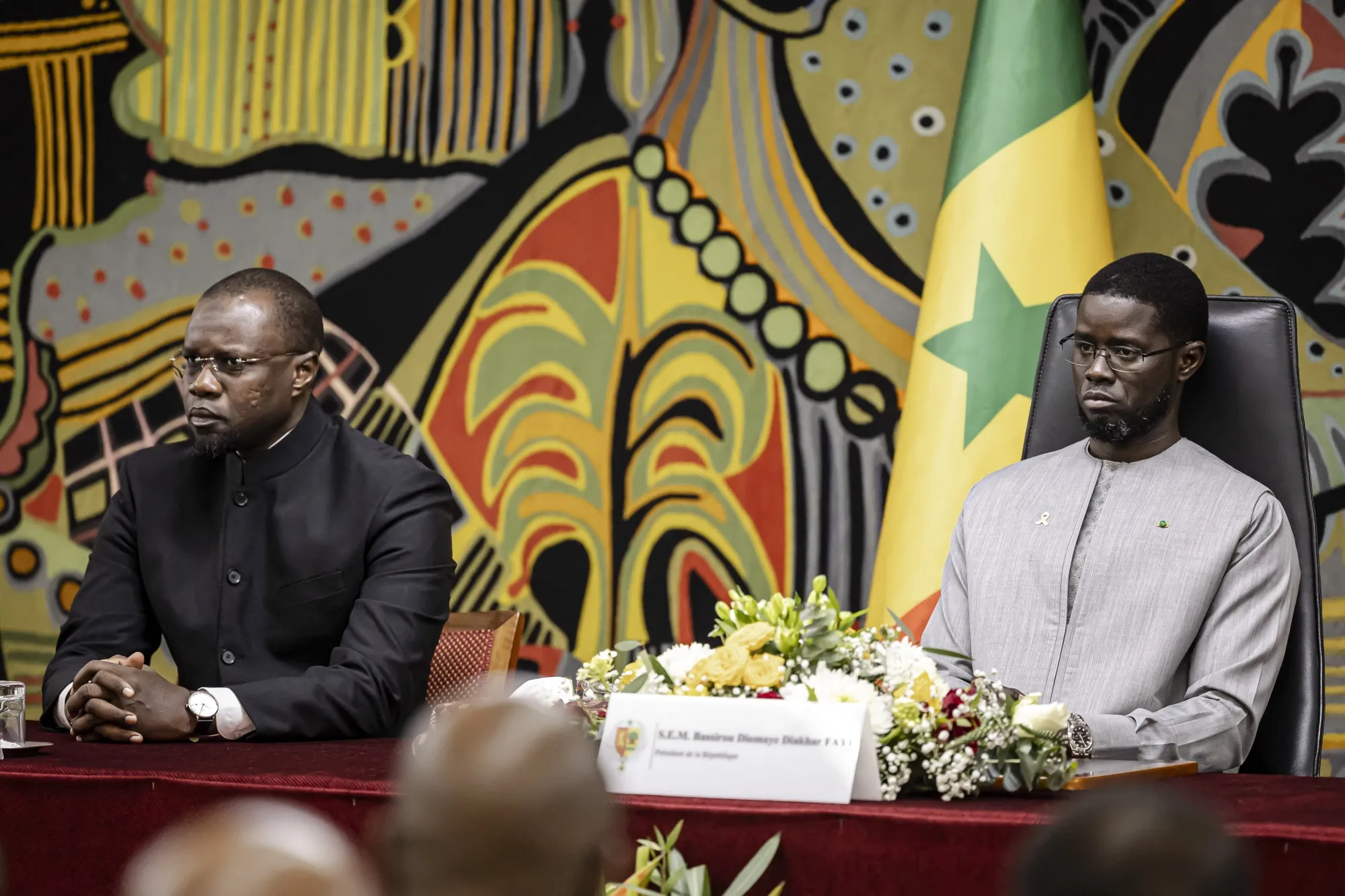 Senegal’s Prime Minister Ousmane Sonko, left, and President Bassirou Diomaye Faye.
