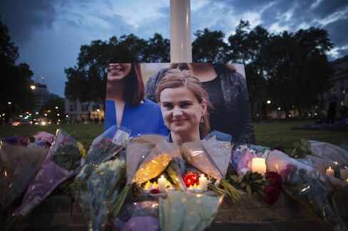 A vigil for Jo Cox in Parliament Square, London.