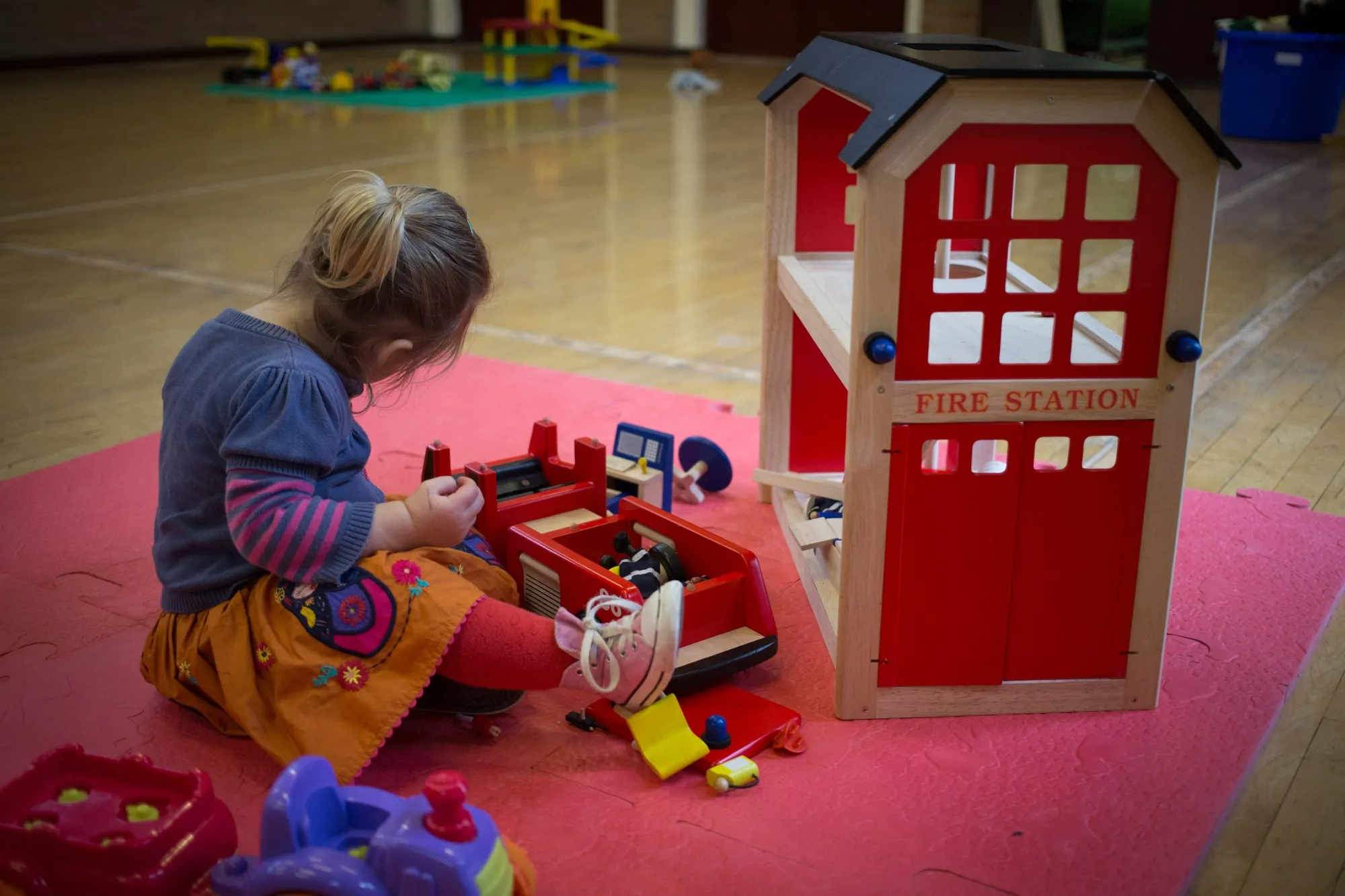 A child plays with toys at a playgroup for pre-school aged children in&nbsp;Somerset, England.&nbsp;