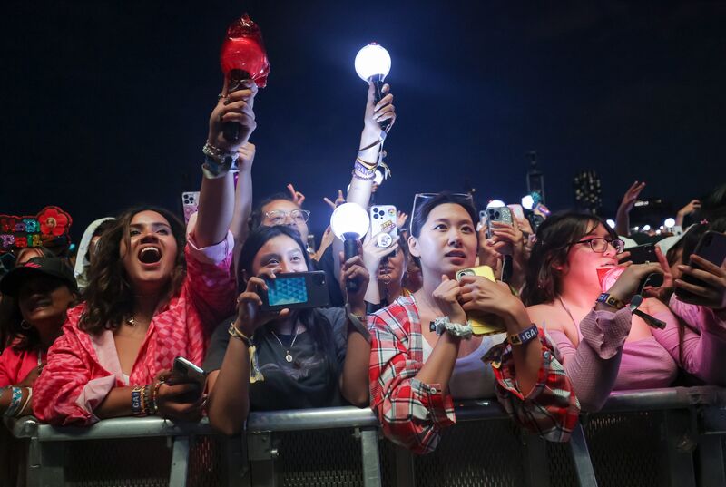 J-Hope fans are seen during Lollapalooza at Chicago’s Grant Park on July 31, 2022.