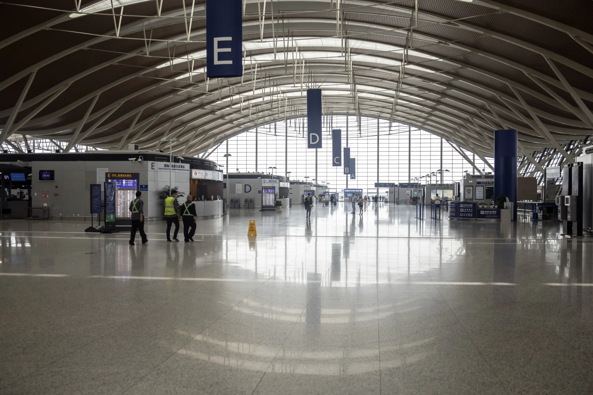 The international departure hall at the Pudong International Airport in Shanghai, China.