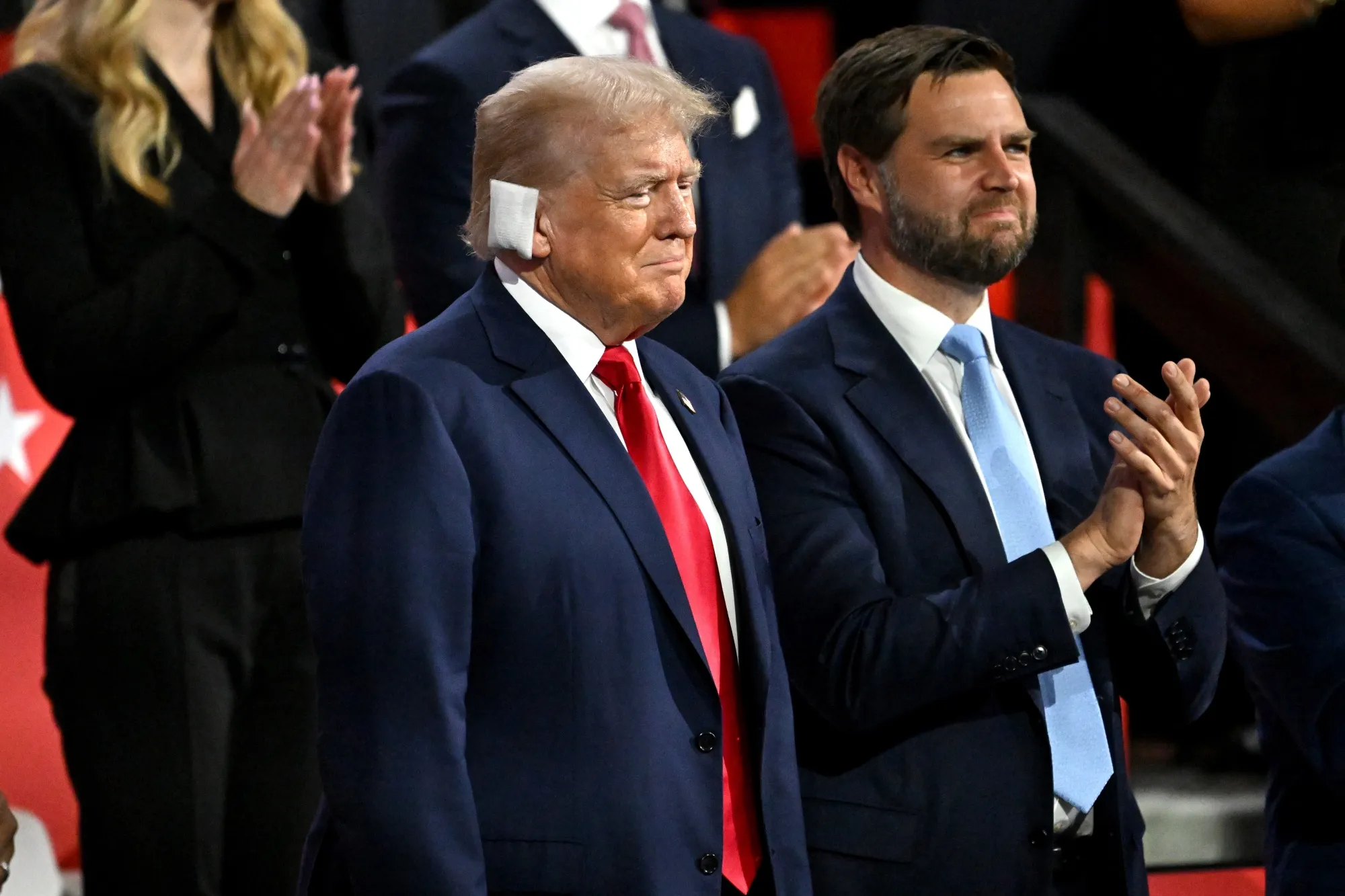 Trump with running mate J.D. Vance.&nbsp;