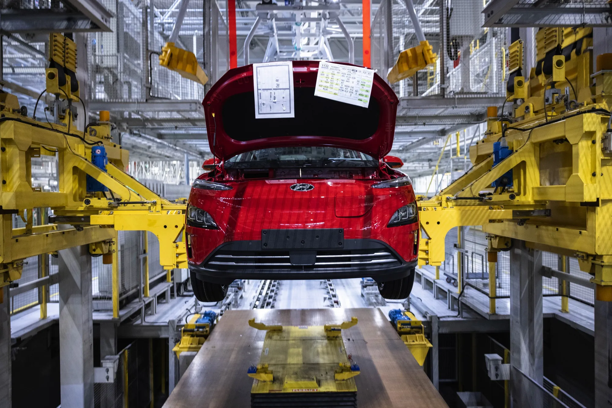 Hyundai Motor Co.'s Kona Electric SUV Assembly Line 